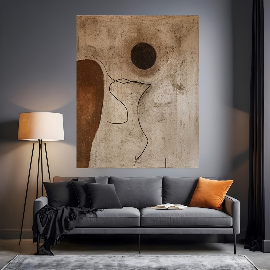 TEMU Brand Mhemyo Brown Handmade Canvas Painting Brown Minimalist Canvas Art Large Texture Painting On Canvas Brown Painting Brown Wall Painting For