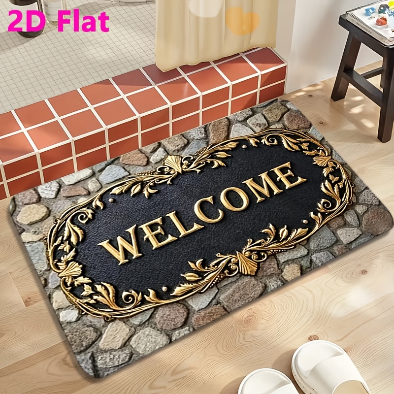 TEMU 2d Flat, 2d Flat Bathroom Decor Rug - Vintage Pattern Printed Doormat For Entryway, Hallway, Bathroom, Living Room - Decor, New Arrival, Accent,