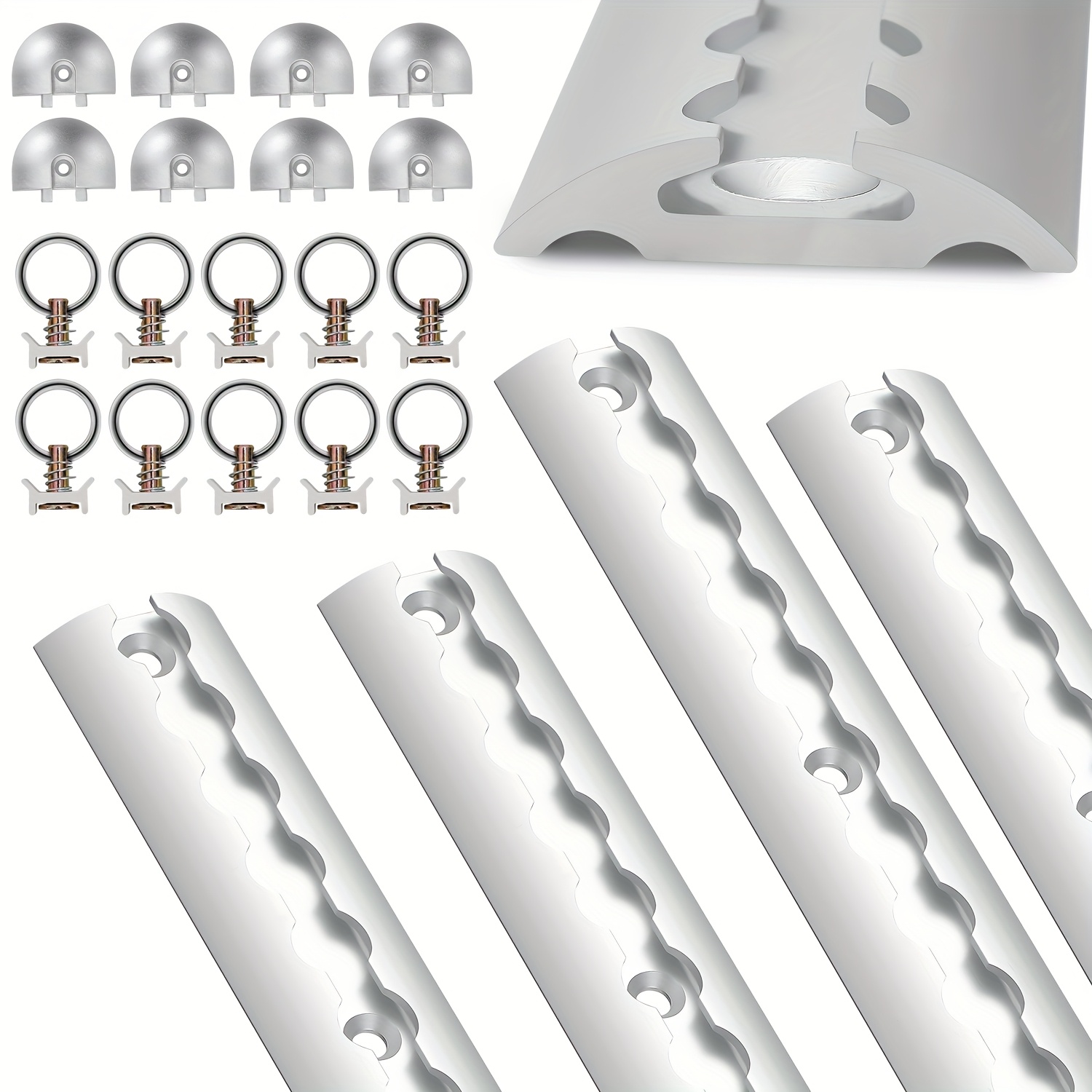 TEMU Trailer Securing Rails, Rails For Freight Container Rear Compartments. Set Comprises 4 X 1-meter Securing Rails With Semi-circular Rail Mounting