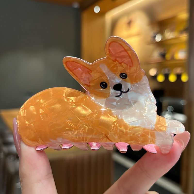 

Acrylic Corgi Dog Hair Claw Clip, Cute Y2k Style Cartoon Animal Large Shark Clip For Hair, Big Dimensional Hair Accessory For Teens And Adults 14+, Single Piece