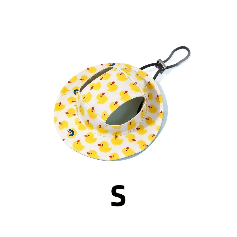 Adjustable Pet Sun Hat With Ear Holes - Breathable Dog Bucket Hat For Small Medium , Uv Protection Summer Outdoor Visor Cap For Puppy Kitten