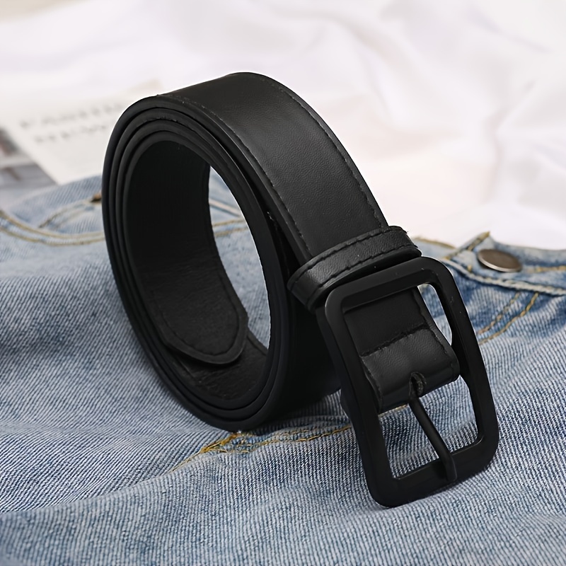 

Casual Style Men's Black Pu Leather Belt With Alloy Buckle, Simple Versatile Fashion Waistband – Average Size