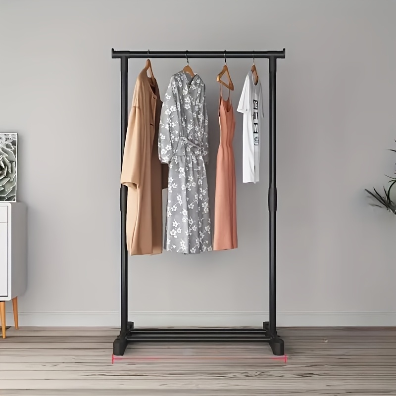 

1pc Unfinished Plastic Double Pole Floor-standing Coat Rack, Simple Clothes Drying Storage Organizer For Home Bedroom Balcony