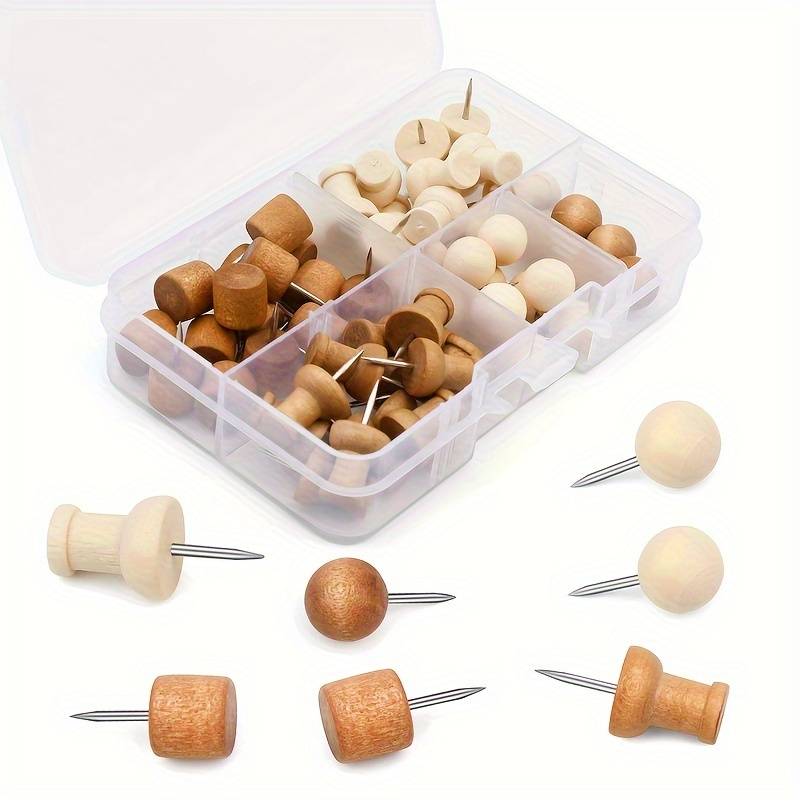 

80pcs Wooden Push Pin Clips, Wooden Push Pins,decorative Pushpins Thumbtacks,push Pins For Cork Board,bulletin Board Decoration,photos,message Strips,posters Color