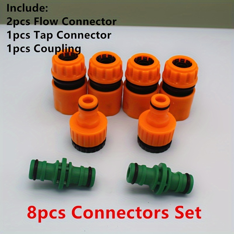 Image of 4pcs/8pcs Garden Hose Connectors Repair Fittings, Plastic Garden Hose Tap Connector Kit Hose Pipe Connector 1/2" End Quick Connect, Water Hose Connector, Watering Equipment