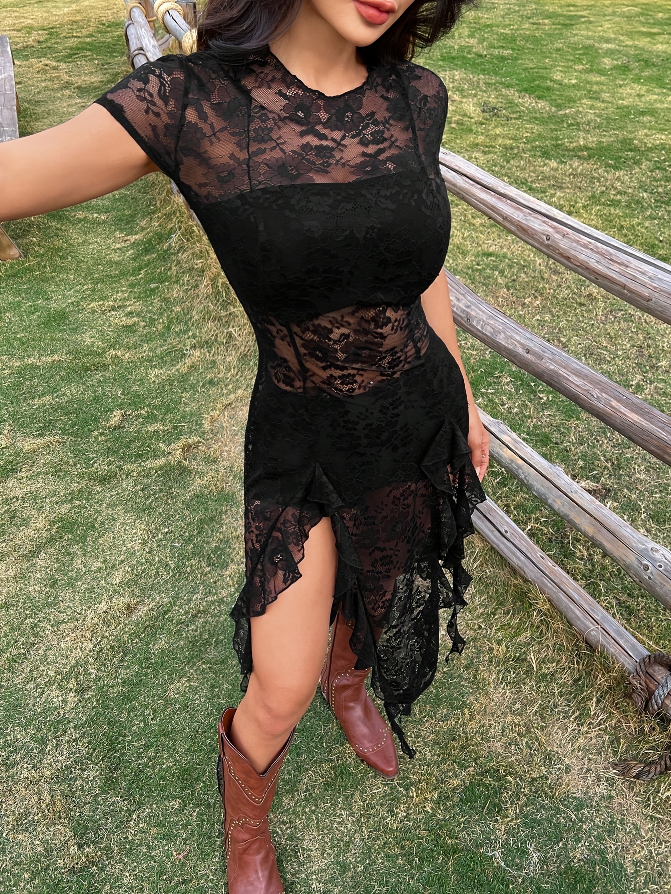 summer concert outfit womens western lace dress music - Temu Mauritius
