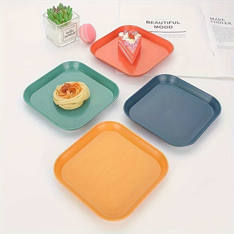 

4pcs Dinner Plate Bone Plate Spit Bone Plate High Value Square Dish Snack Plate For Cafes/ Restaurants