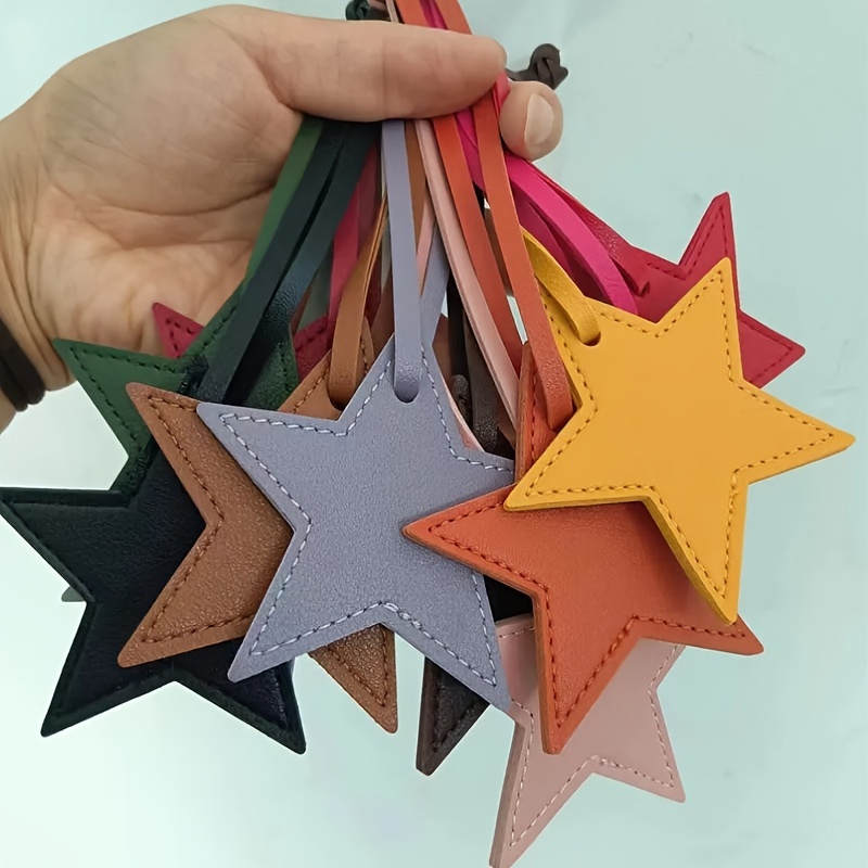 

2-pack Pu Leather Star-shaped Hanging Ornament Keychain For Bags And Accessories, Decoration Charm