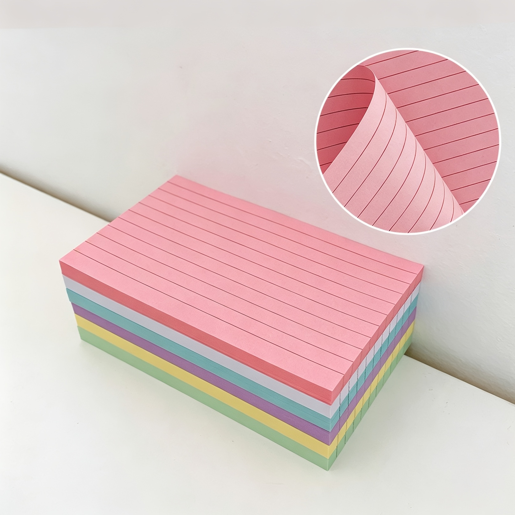 TEMU 300 Sheets Pack (6 Colors 50 Sheets Each) Lined Note Cards - Double-sided 11-line Ruled Paper Suitable For School, Office, Journaling, Planners,