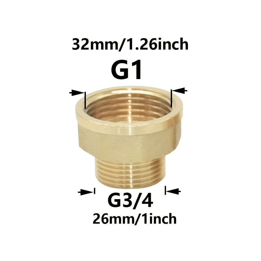 Image of Brass 1" To 3/4inch Male Female Thread Connector Reducing Copper Repair Fittings Metal Threaded Water Pipe Connector
