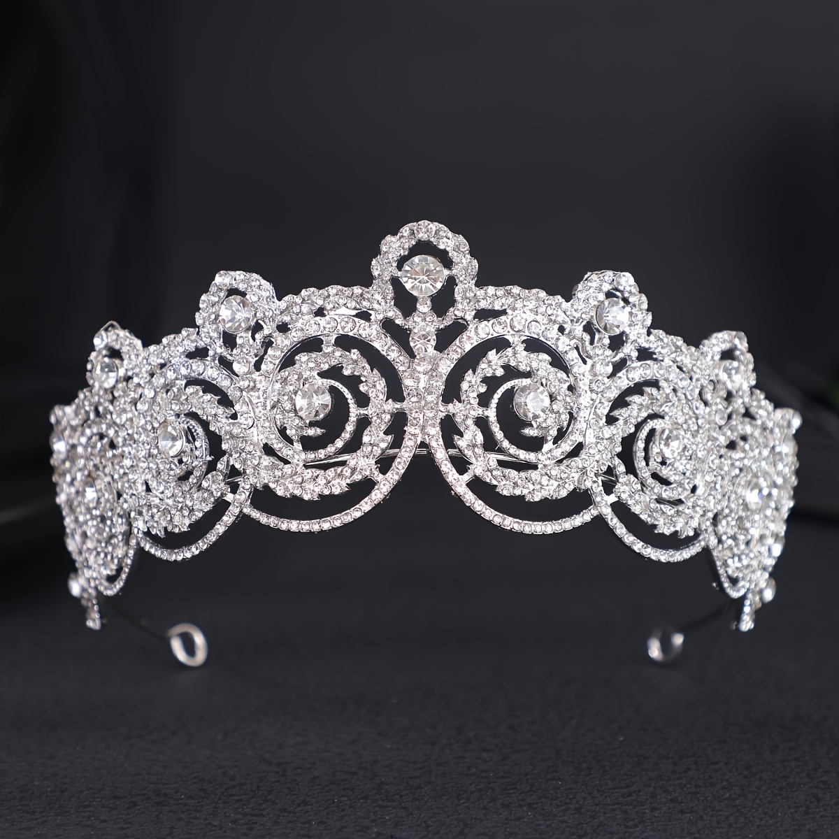 TEMU 1pc Luxurious Rhinestone Crown Headpiece Queen Princess Silvery Crown Updo Party Banquet Styling Headband Accessory