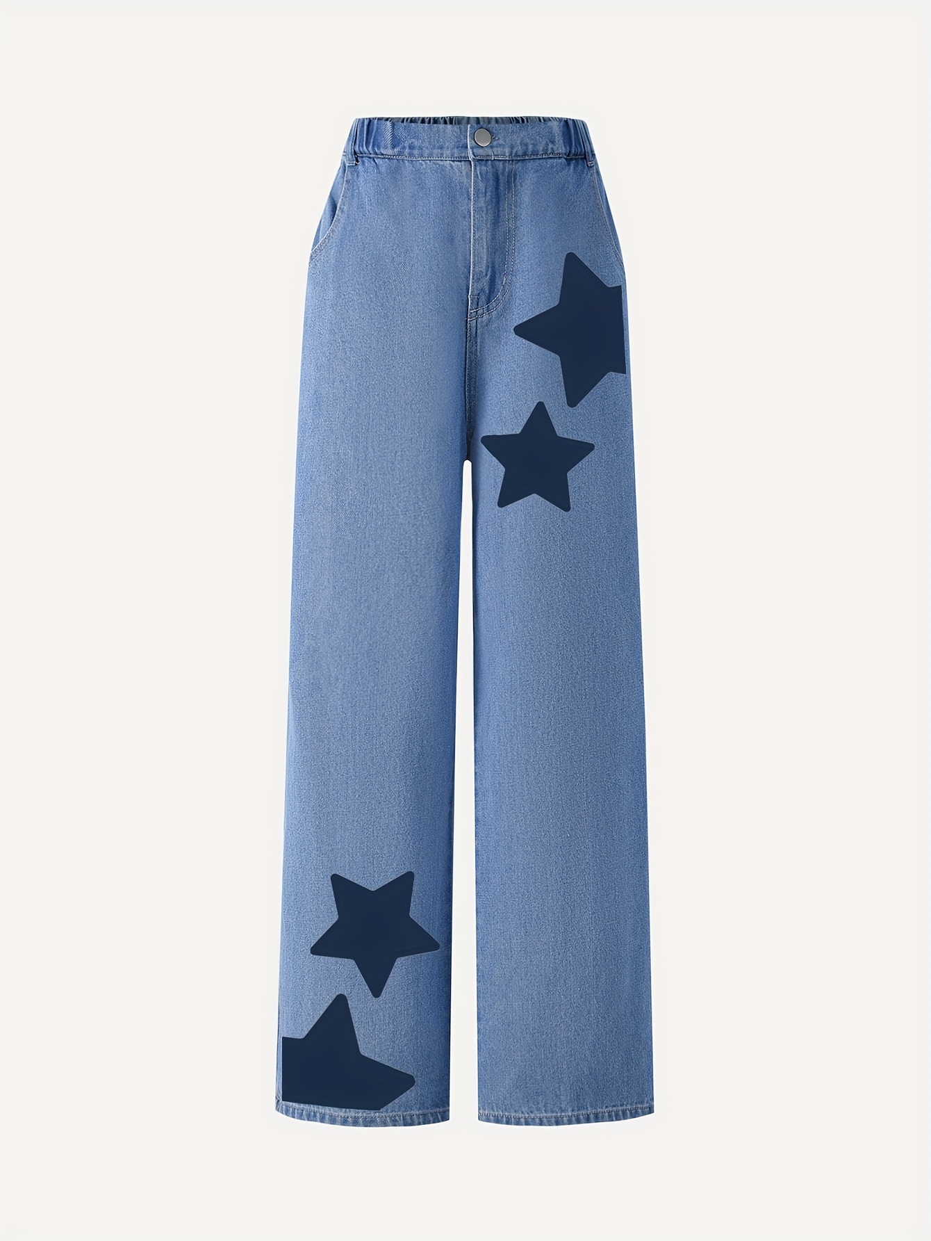 Women's Casual Wide Leg Baggy Denim Pants Girl's Y2k Style - Temu