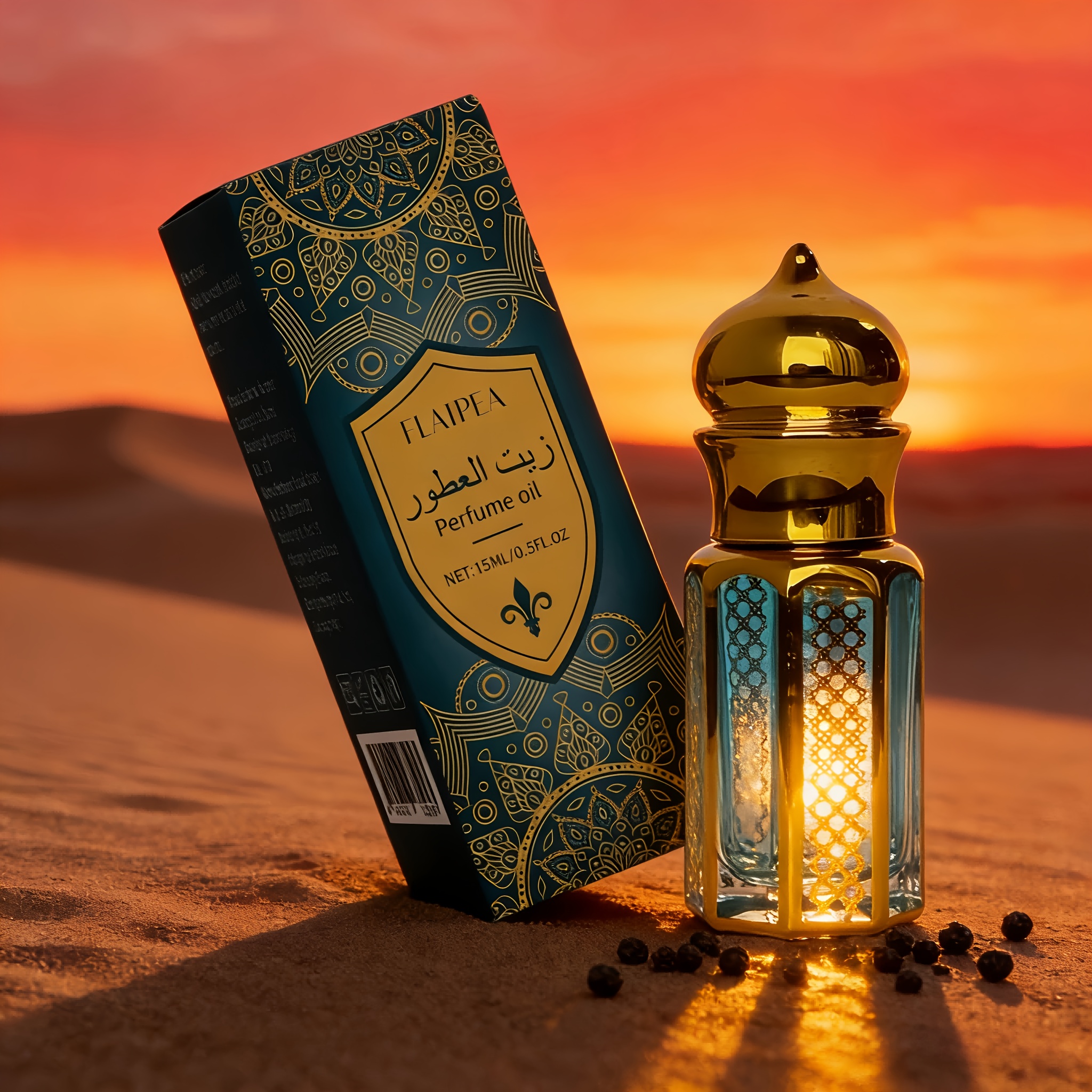 Image of Arabian Wood Perfume , Alcohol-free 15ml/0.51oz | Scent With Citrus & Moss | , Black Pepper, Wormwood | Travel-sized Fragrance
