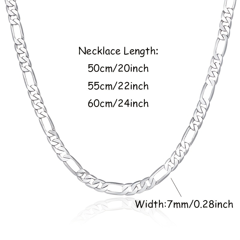 Image of 925 Sterling Silvery Men's Necklace, 7mm Chain, Hypoallergenic, Perfect For Father's Day, Valentine's Day, And Christmas. An Ideal Gift For Family, , And , Presented Elegant Gift Box.