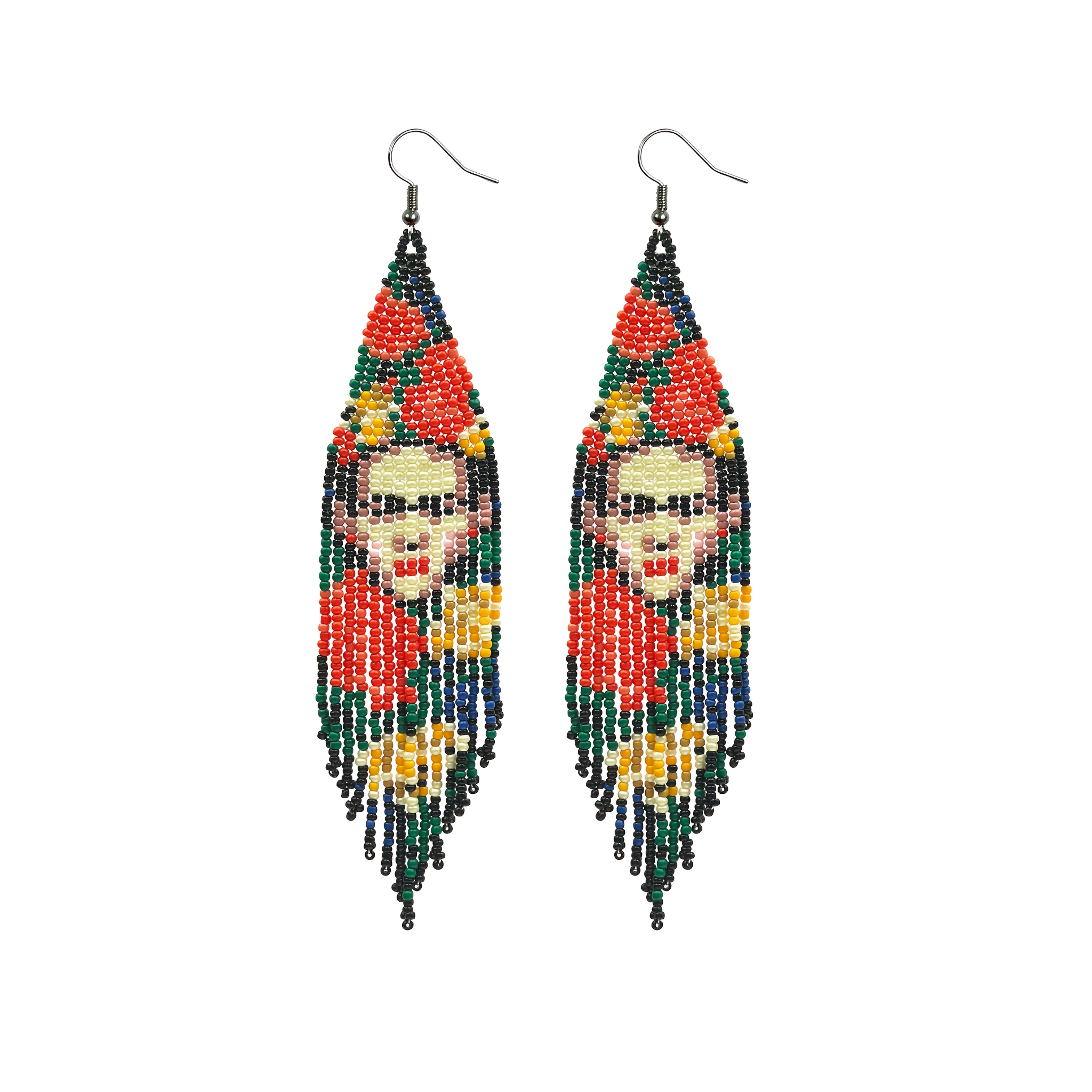 Bohemian Glass Bead Tassel Earrings, Handmade
