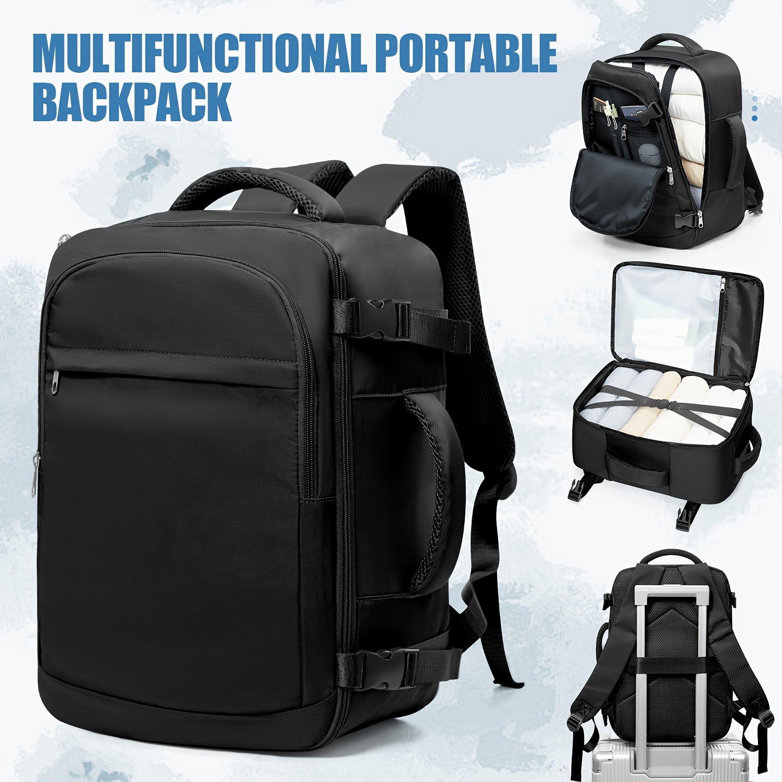 TEMU Cabin Bag, For Ryanair, Overnight Bag, Weekend Bag, Carry-on, , Easily Fits Under Seat, Adjustable Shoulder Strap, Expanded , Multi-functional