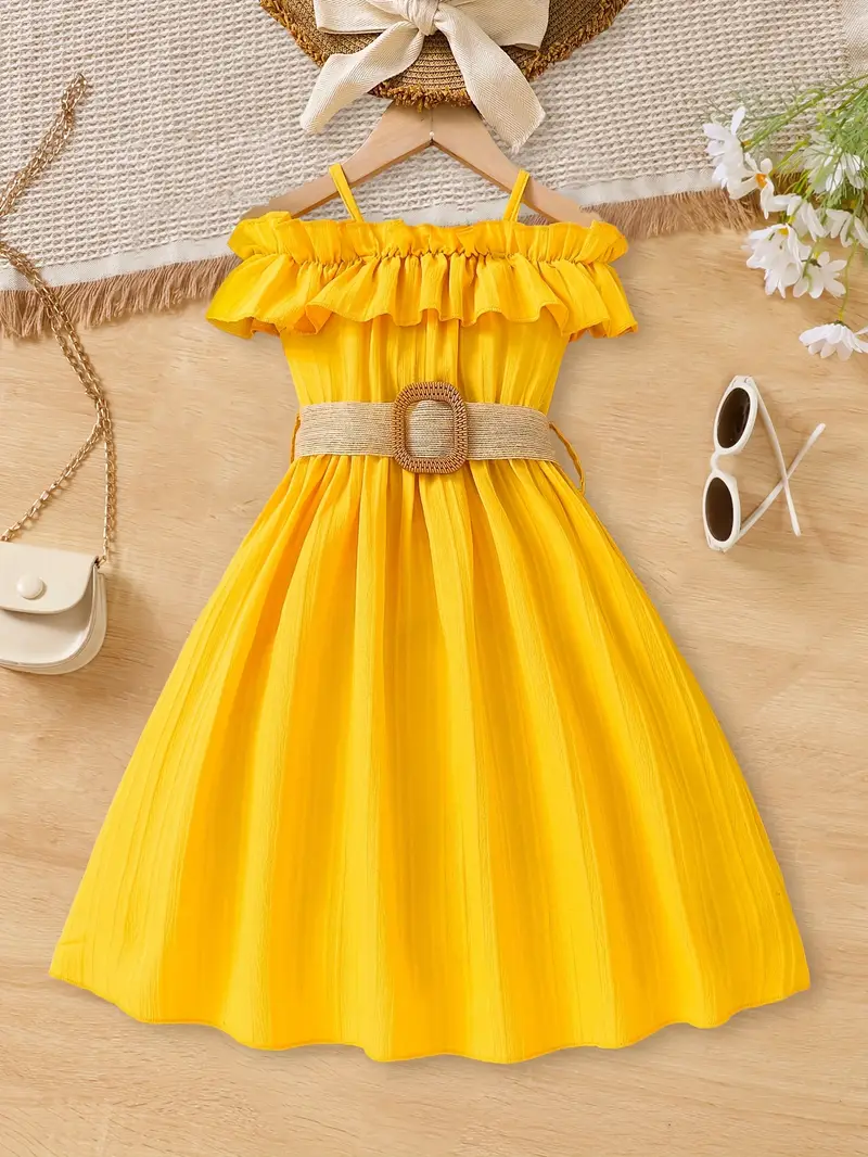 Girls yellow dress with ruffles