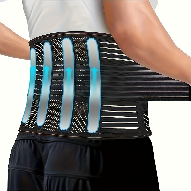 1pc breathable mesh lumbar support belt reinforced with steel plate an elastic compression trainer for weightlifting squats and sports fitness adjustable size for men and women comfortable design lumbar   lumbar support b