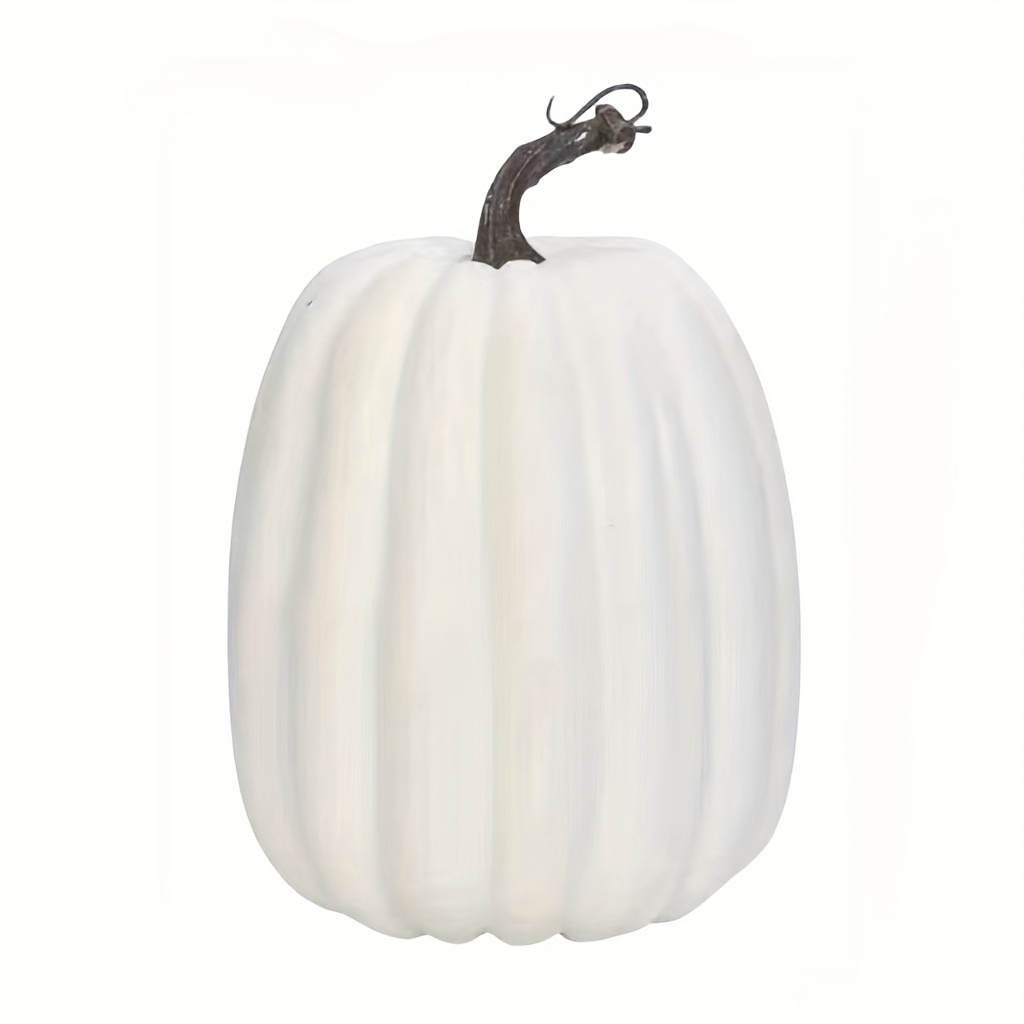 Image of 1pcelegant White Artificial Pumpkin With Stem, Thanksgiving & Halloween Fall Centerpiece For Table, Durable Plastic Autumn Decor For Indoor Outdoor Home, Yard, Mantel, Harvest Celebration
