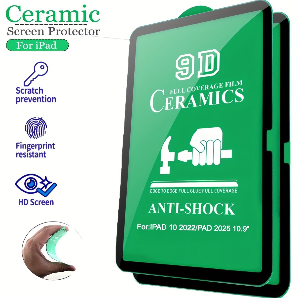 2-pack Ceramic Screen Protector For Ipad, Film, Compatible With For Ipad 11th Gen/10th Gen/pro 2024/for Ipad 10/mini 7/air 13/pro 11/2025/2022 & For Ipad Air 11 M3 2025/m2 2024