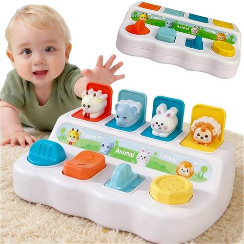 interactive animal toy box for multicolor learning game with hidden animals figures motor skills development cognitive play sorting colors and animals for children gift for birthday random color