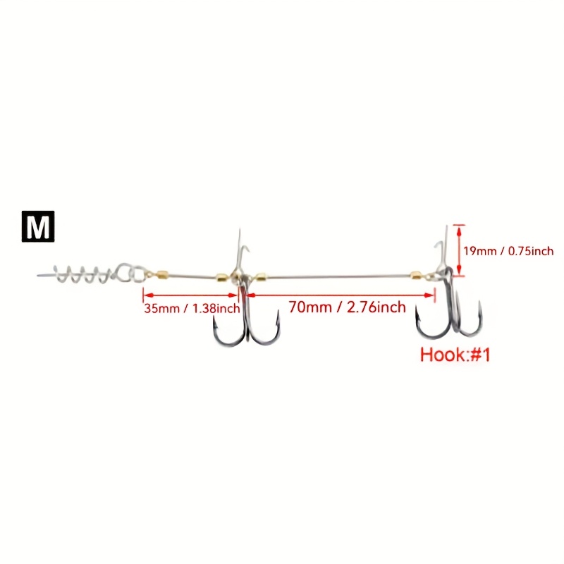 Image of 1pc Spring-loaded Triple Hook Fishing Rig Steel Wire Set Steel Wire Hook With Spring Lock Pin Fish Hook Fishing Rig