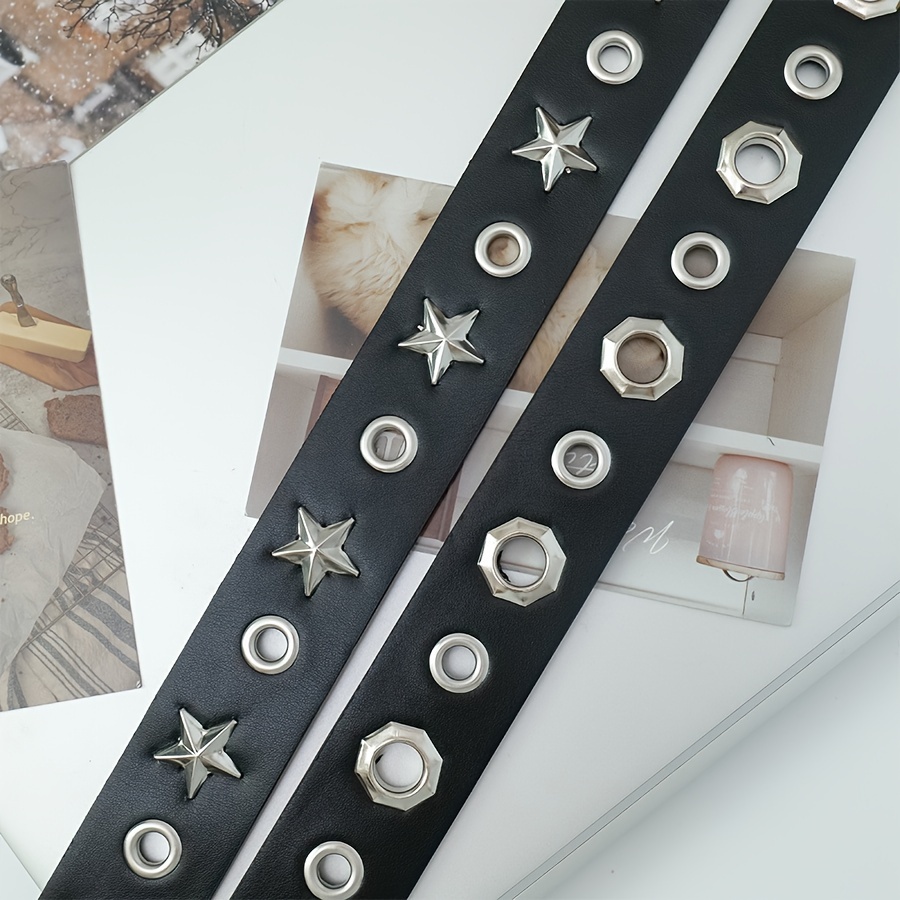 Punk Style Studded Women's Belt Faux Leather Hollow Out Decorative