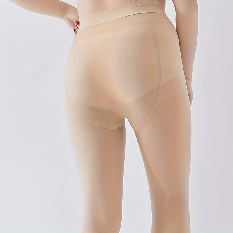 Women's Plus Casual Tights, Plus Size Solid Anti-hook High Waist Stretchy Slim Fit Pantyhose For Fall & Winter