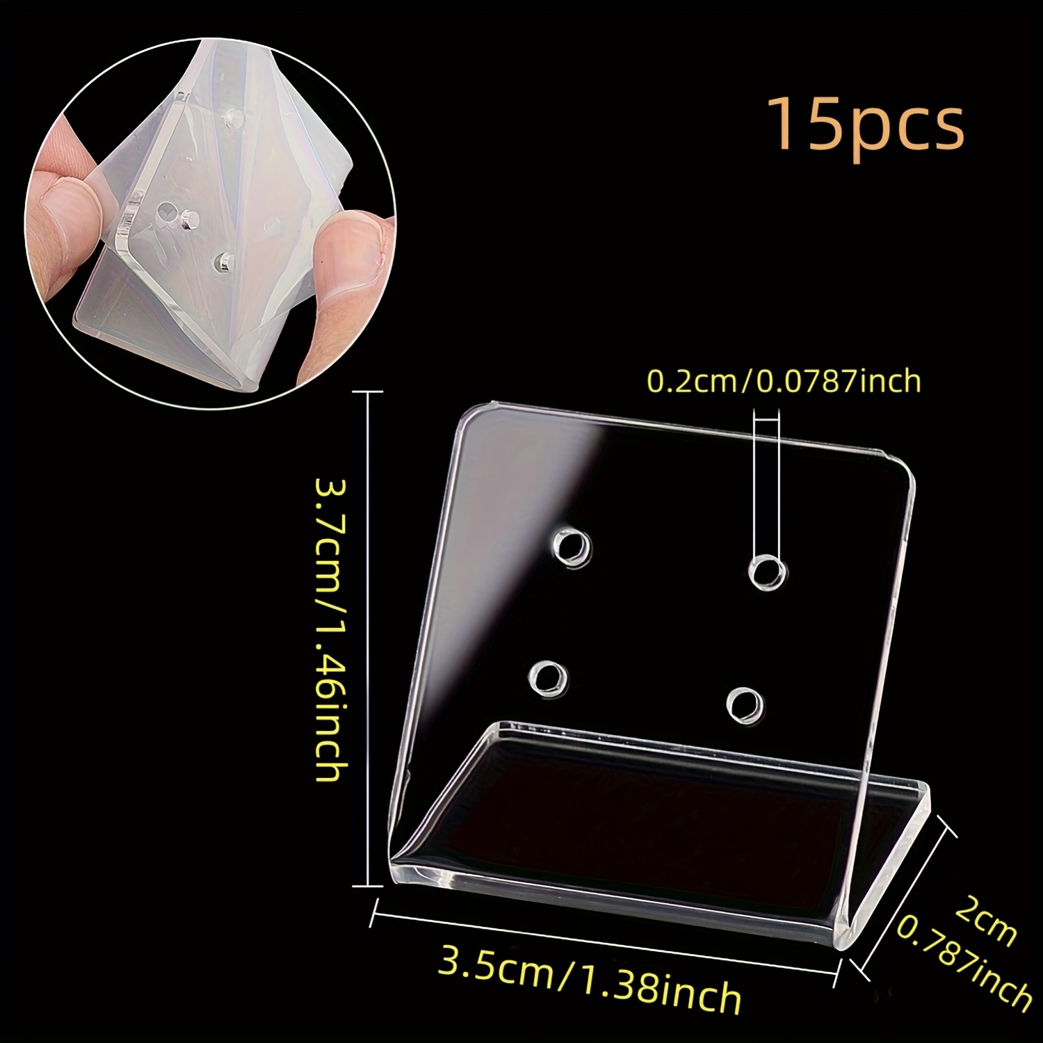 TEMU 15pcs Earring Display Stand, Transparent Jewelry Storage And Organizer With 4 Holes, Suitable For Stud And Dangle Earrings, For Small Business