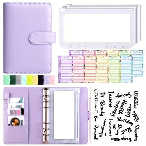 a6 binder suitable for cash budgeting self sealing financial with cash storage pages money saving for budget management for office 5 3in 7 4in