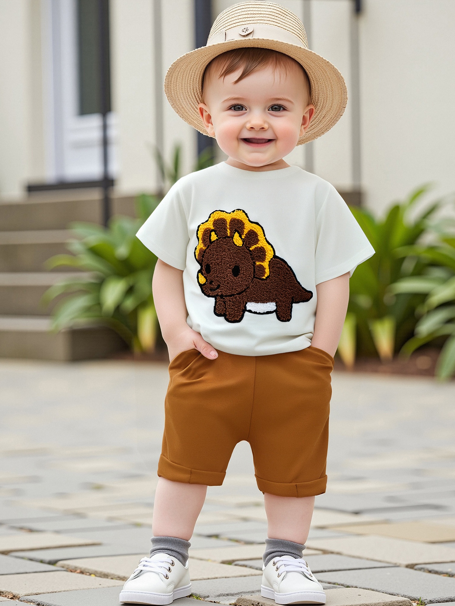infant toddler baby boy dinosaur outfit short sleeve dino Temu