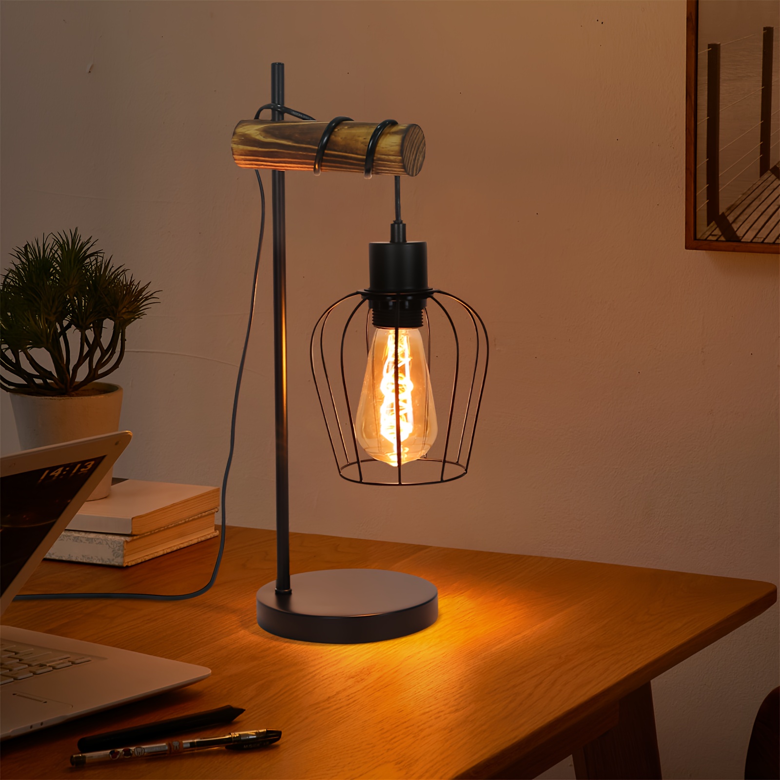 Single-light Vintage Bedside Lamp, Industrial-style Living Room Table Lamp With Switch, Bulb Not Included, A Style