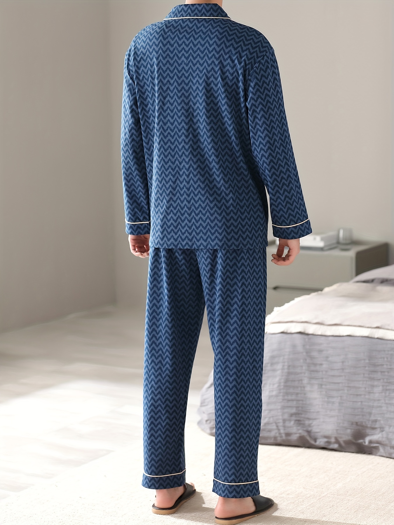 Cardigan Men's Pure Cotton Thin Long Sleeve Simple Spring and Autumn Home Clothes Men's Middle-aged Dad's Full Cotton Plus Size Pajamas