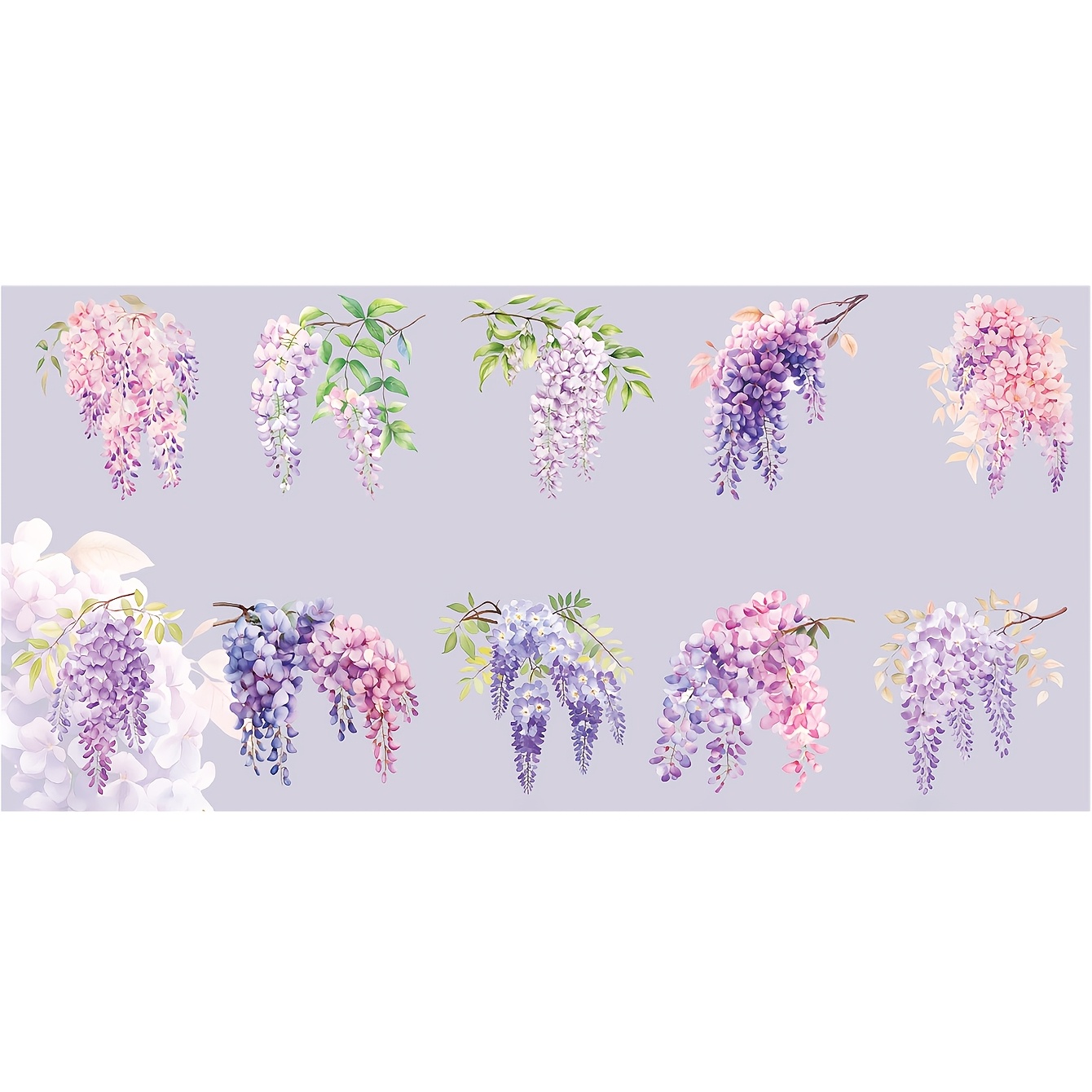 TEMU 20pcs Retro Watercolor Wisteria Pet Decorative Collage Material Sticker Pack