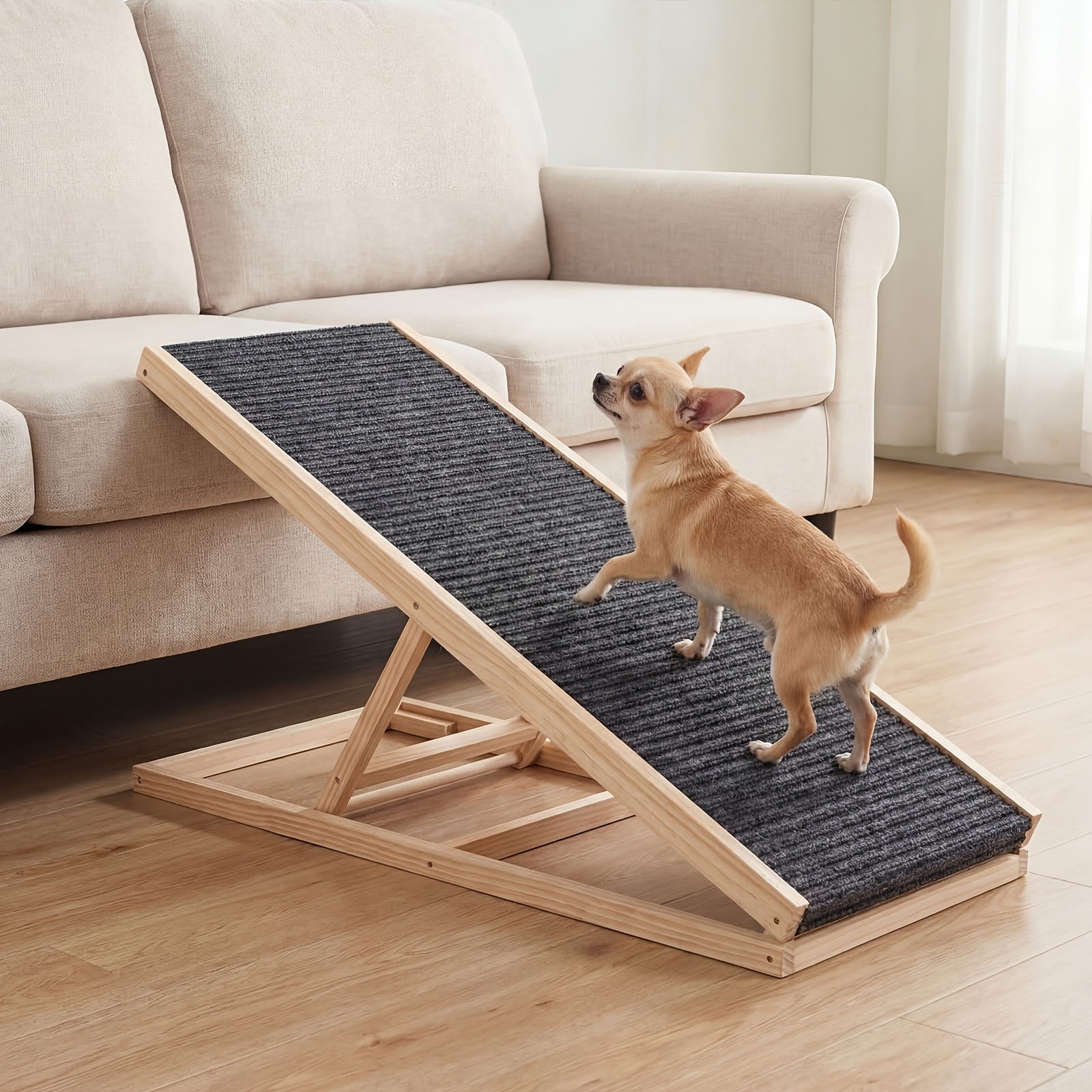 TEMU Foldable Pet Ramp, Large Size With And Gentle Slope Design, Stable, Non-slip, And Weight-bearing, Portable Auxiliary Ladder For Sofas, Beds, And