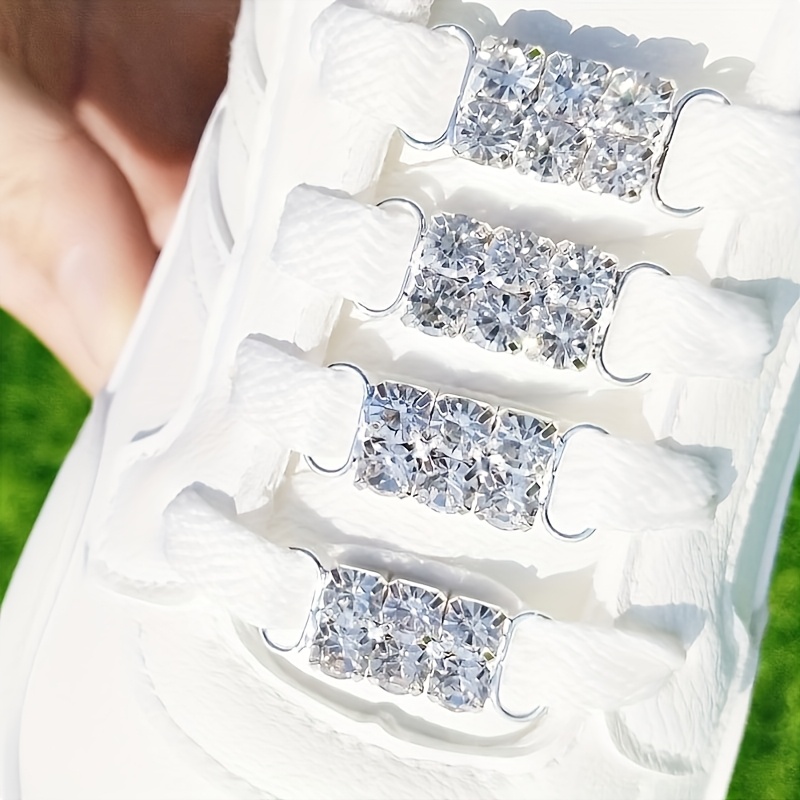 Image of 4pcs Stylish Women's Rhinestone Lace Accessories, Decorative Lace For Shoes And Boots, Bikini Swimsuit Chain, Accessories, Elegant Alloy Shoe Ornaments, Great For Boots And Sneakers