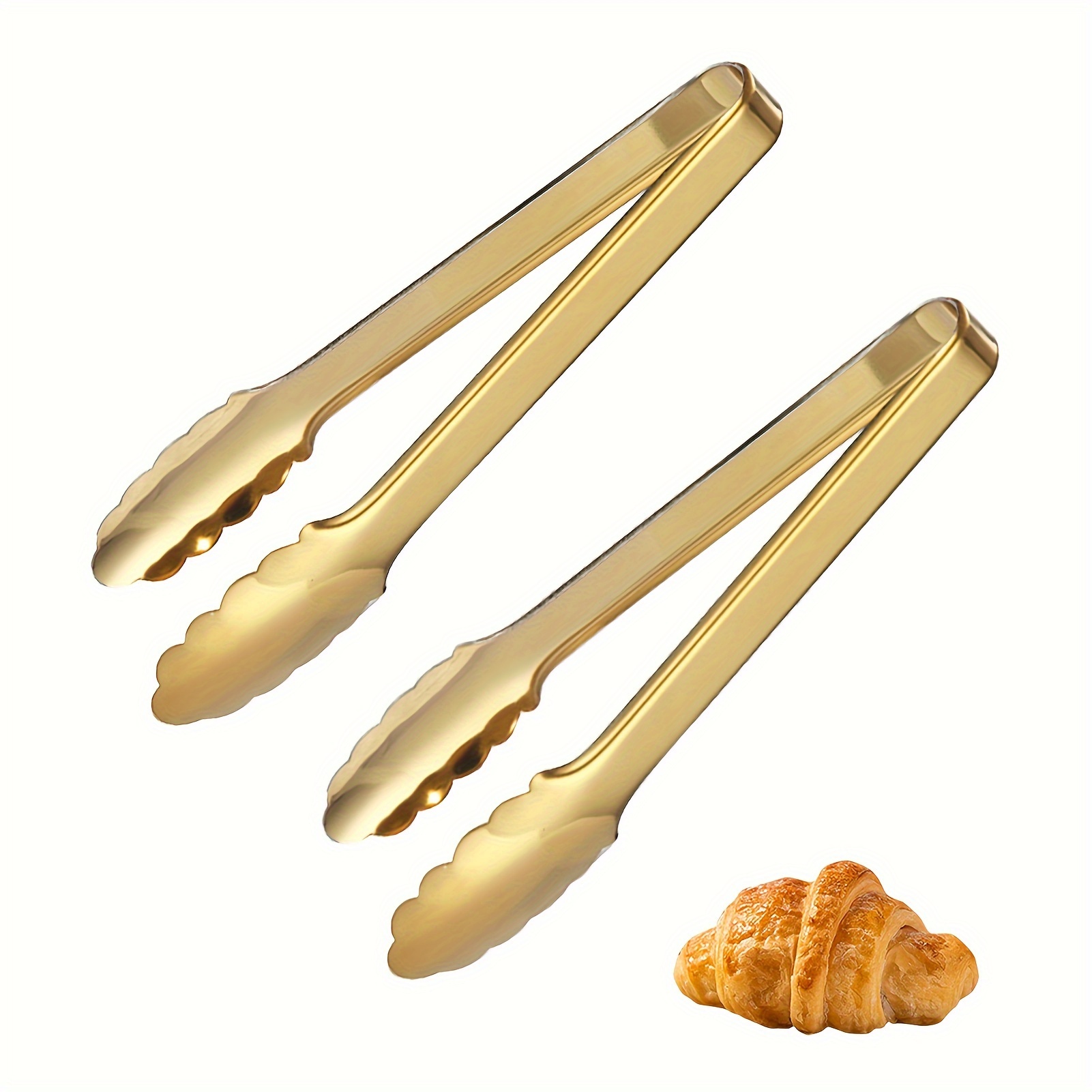 

2-piece Metallic Finish Stainless Steel Serving Tongs, 9" Easy Grip - Ideal For Buffet & Parties
