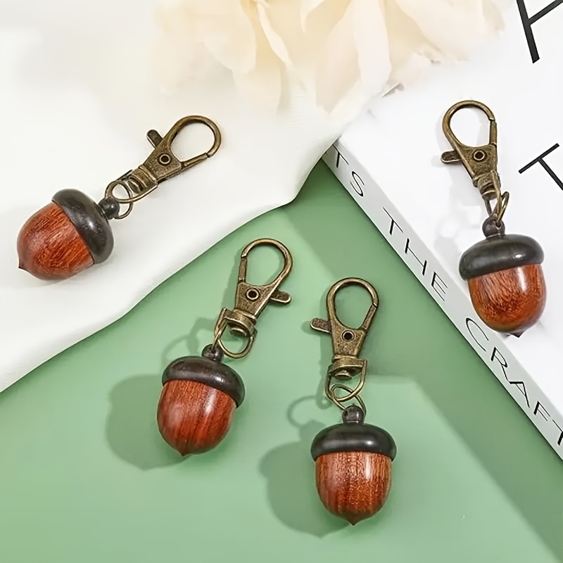 TEMU 1set 4pcs Wooden Box Pendants With Alloy Swivel Lobster Clasps, Charm For Keychain Crafting Making, Car Pendant Decorations