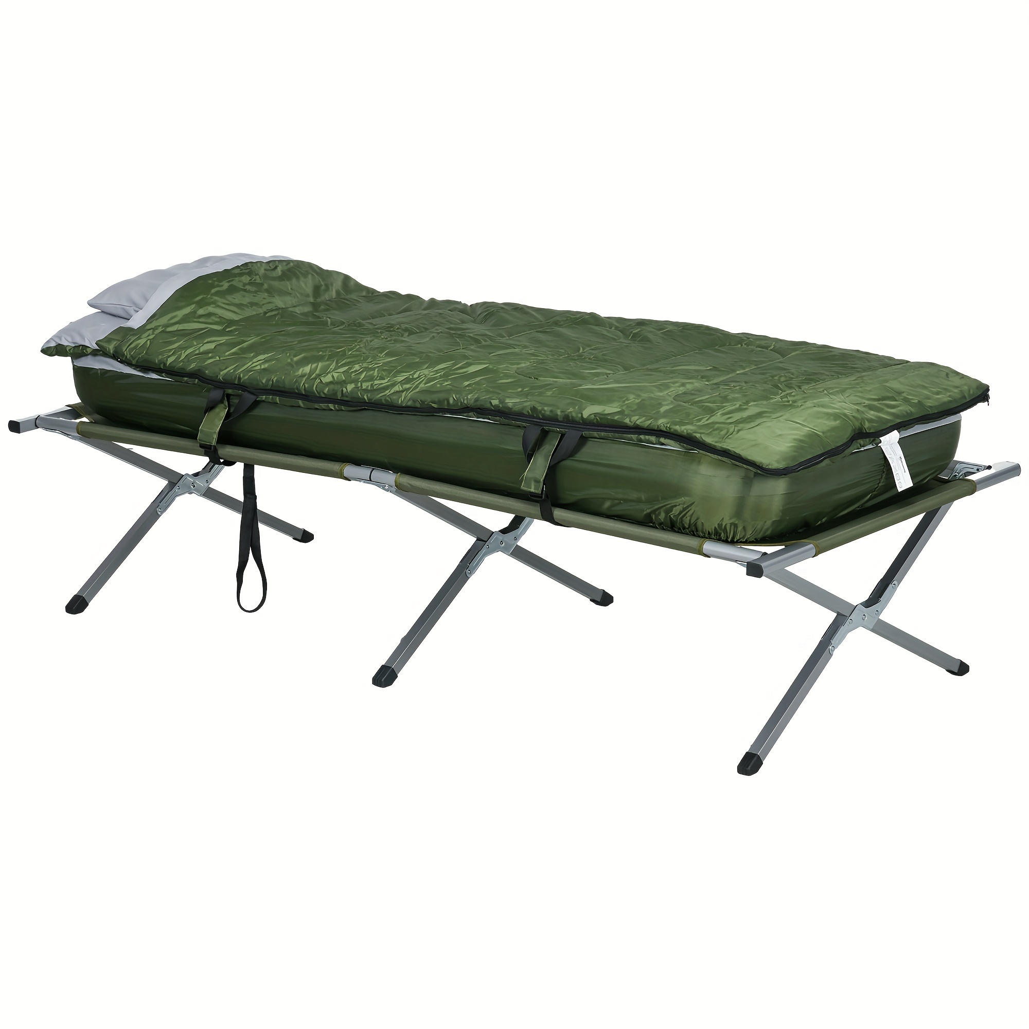 

Outsunny Camping Cot, Outdoor Folding Bed Set With Mattress, Sleeping Bag, Pillow, And Carry Bag, Comfortable And Portable, For Travel Camp Beach