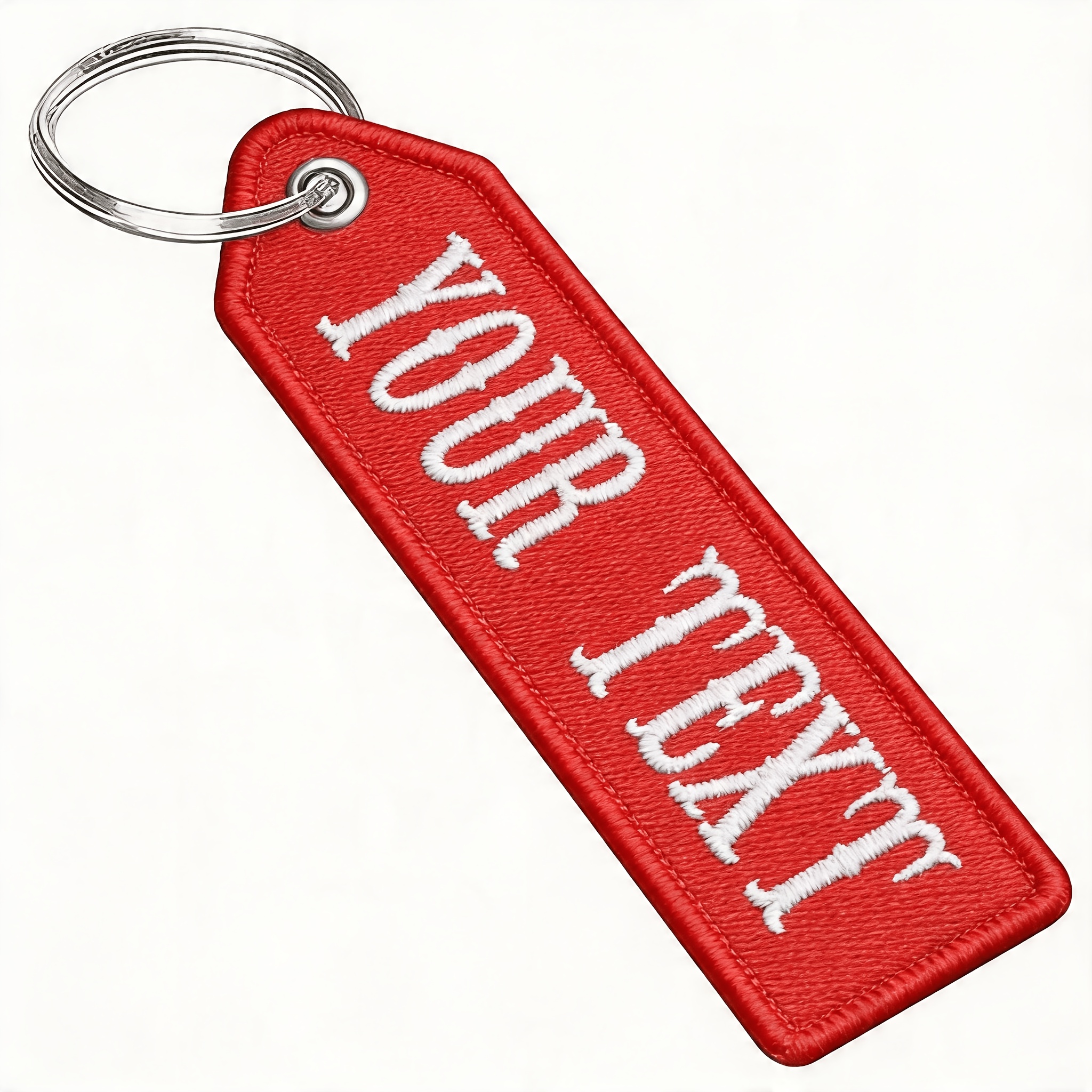 TEMU (customized) Colorful Tag 1pc Double-sided Embroidered Text Pointed Shape Unique Font Design Backpack Tag Luggage Tag Luggage Tag Keychain Tag