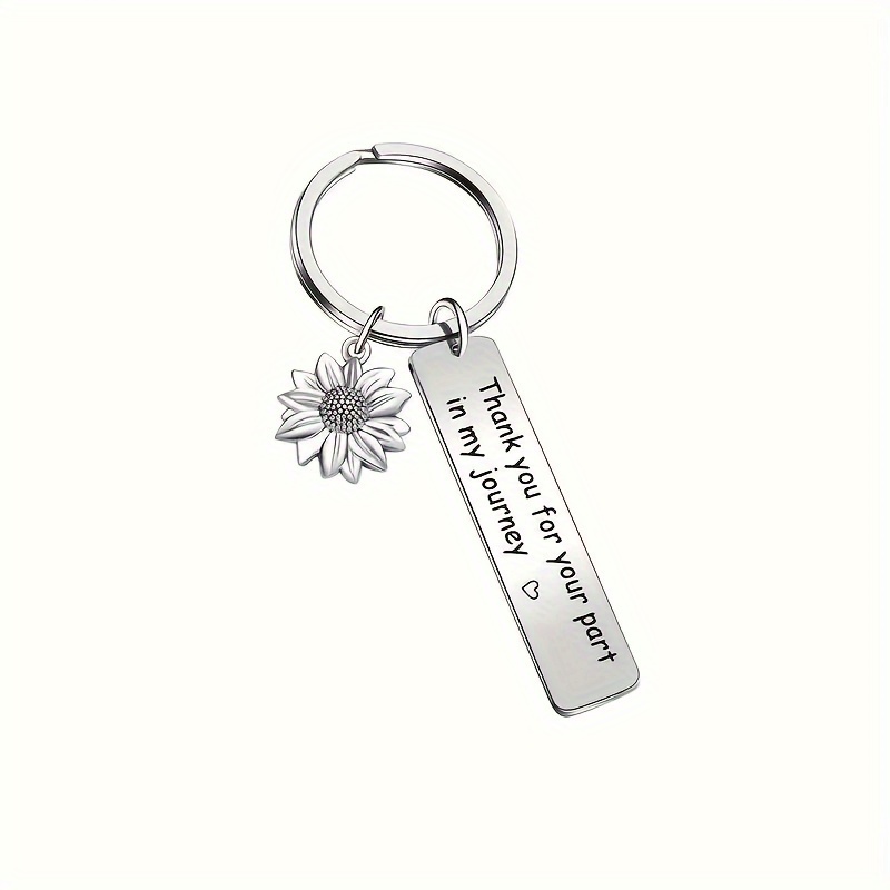 

thank You For Your Part In My Journey" Stainless Steel Keychain With Sunflower Charm - Perfect For Gratitude And Appreciation