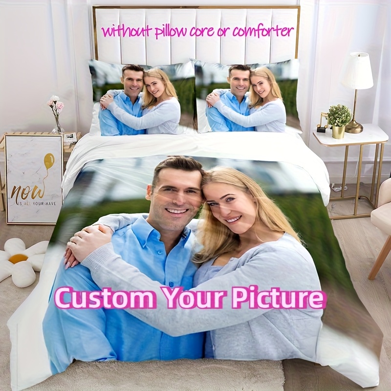 TEMU [customizable] 1pc/ 3pcss Breathable Fabric Custom Pattern Bedding. Light Luxury Texture, Machine Washable, . Zipper Closure, Digital Printing