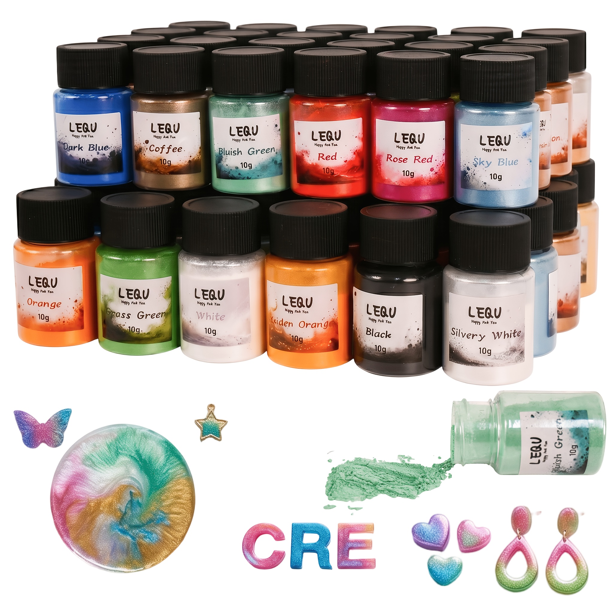 TEMU 24 Farben Perlglanzpuder, Metallic Farbstoff Zubehör für Harzhandwerk, Epoxidharzguss, Terrazzo, Untersetzer, Tablett & Handgemachte Kunst für