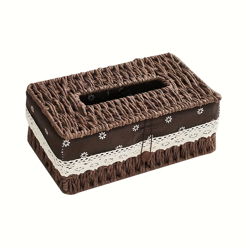 creative woven tissue paper storage box hand woven grass woven tissue paper box portable napkin storage box suitable for home and office   Product details 6