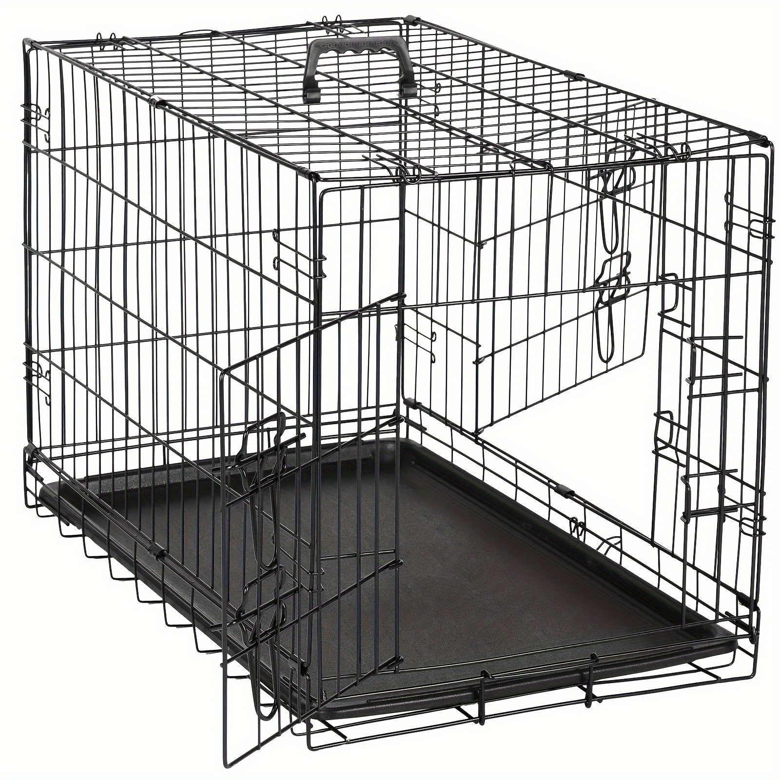 

Smug Medium Dog Crate With Divider Panel, 30 Inch Double Door Folding Metal Wire Dog Cage With Plastic Leak-proof Pan Tray, Pet Kennel For Indoor, Outdoor, Travel