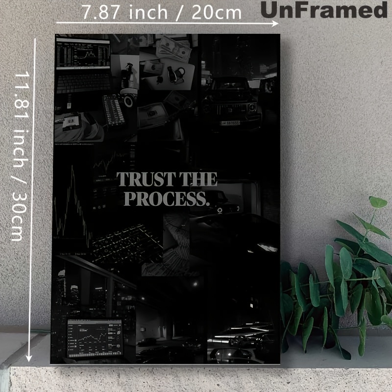 TEMU sur toile plat 2D, 2D plat, 1pc Joyeux Fêtes, Art mural cadre, Faites confiance au , Impression d'art mural de motivation, Affiche esthétique