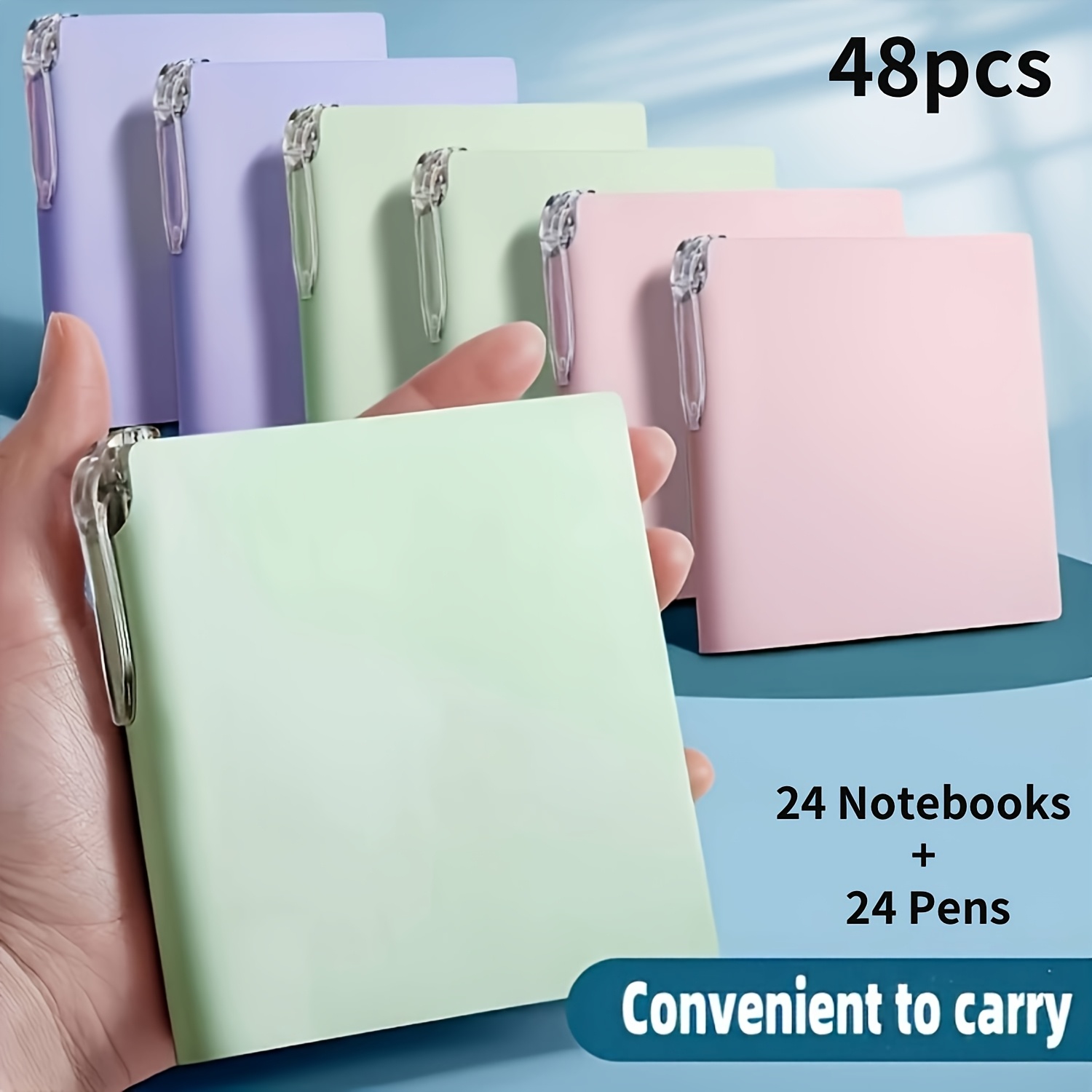 TEMU 48pcs Compact And Portable Notebook Set, Including 24 Colored Notebooks And 24 Colored Pens, In Multiple Colors, Perfect For Party Gifts