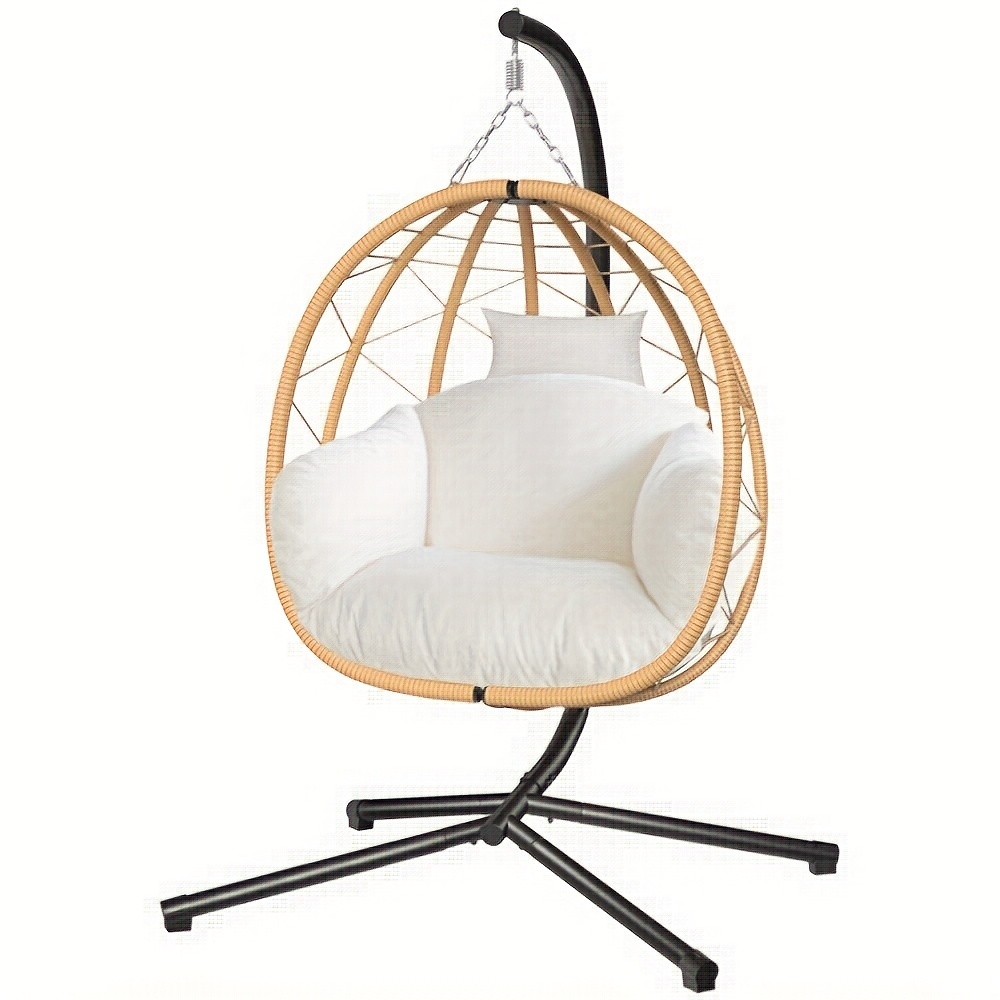 Egg Chair Indoor Egg Chair With Stand, Uv-Proof Pe Wicker Hanging