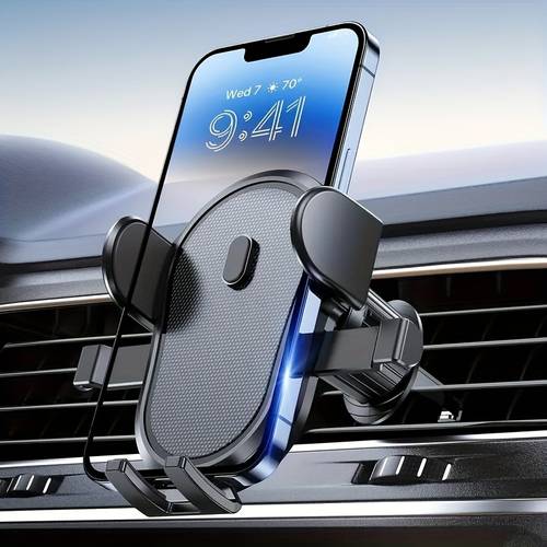 car air vent phone holder mount with metal hook clip abs material 360 rotation release super stable design for iphone 17 pro max galaxy google and all smartphones durable vehicle accessory for modern