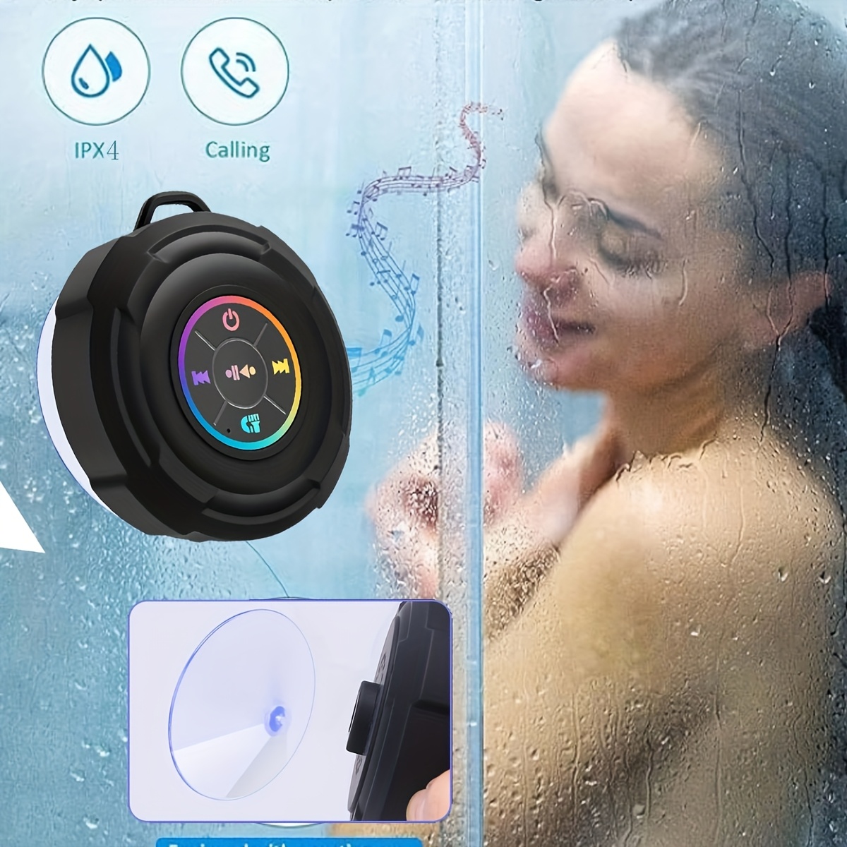 portable wireless shower speaker led light high quality Temu Ghana
